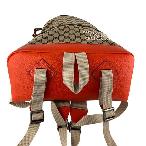 Gucci Women's Backpack Bicolor The North Face Monogram GG Brown & Orange Sz M - Picture 6 of 8
